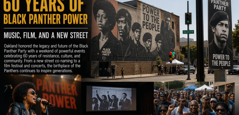 AI-generated image: Oakland Marks 60 Years of Black Panther Power: Music, Film, and a New Street